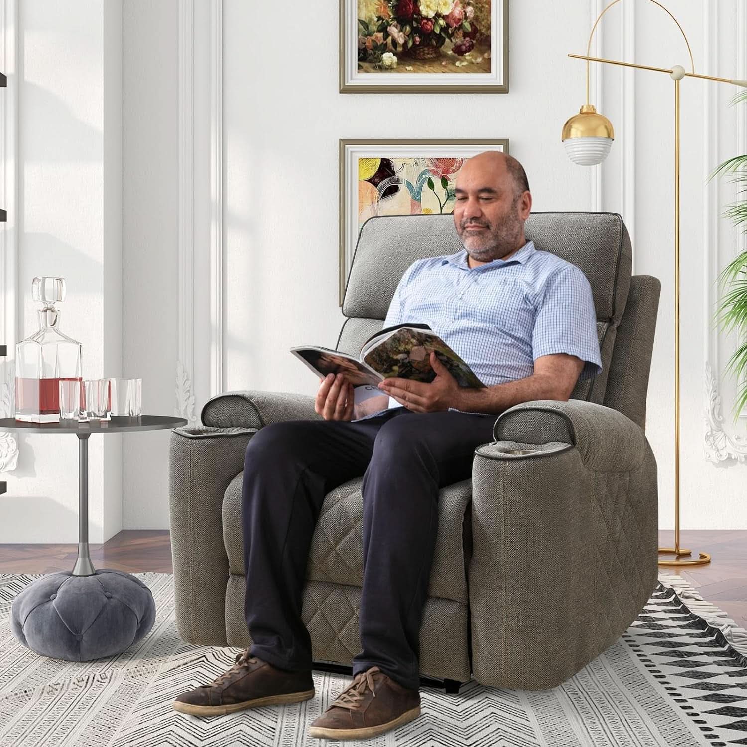 Electric Recliner Chair With USB Charging And Cup Holders