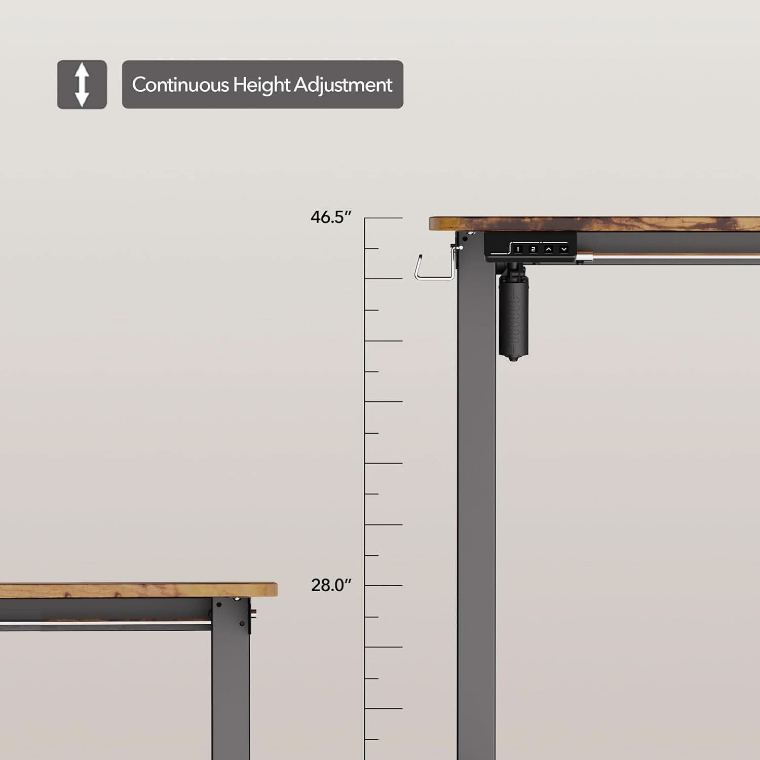 Electric Standing Desk 40x24 Adjustable Height Rustic Brown