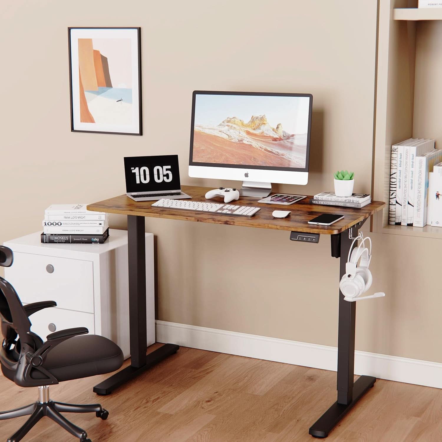 Electric Standing Desk 40x24 Adjustable Height Rustic Brown