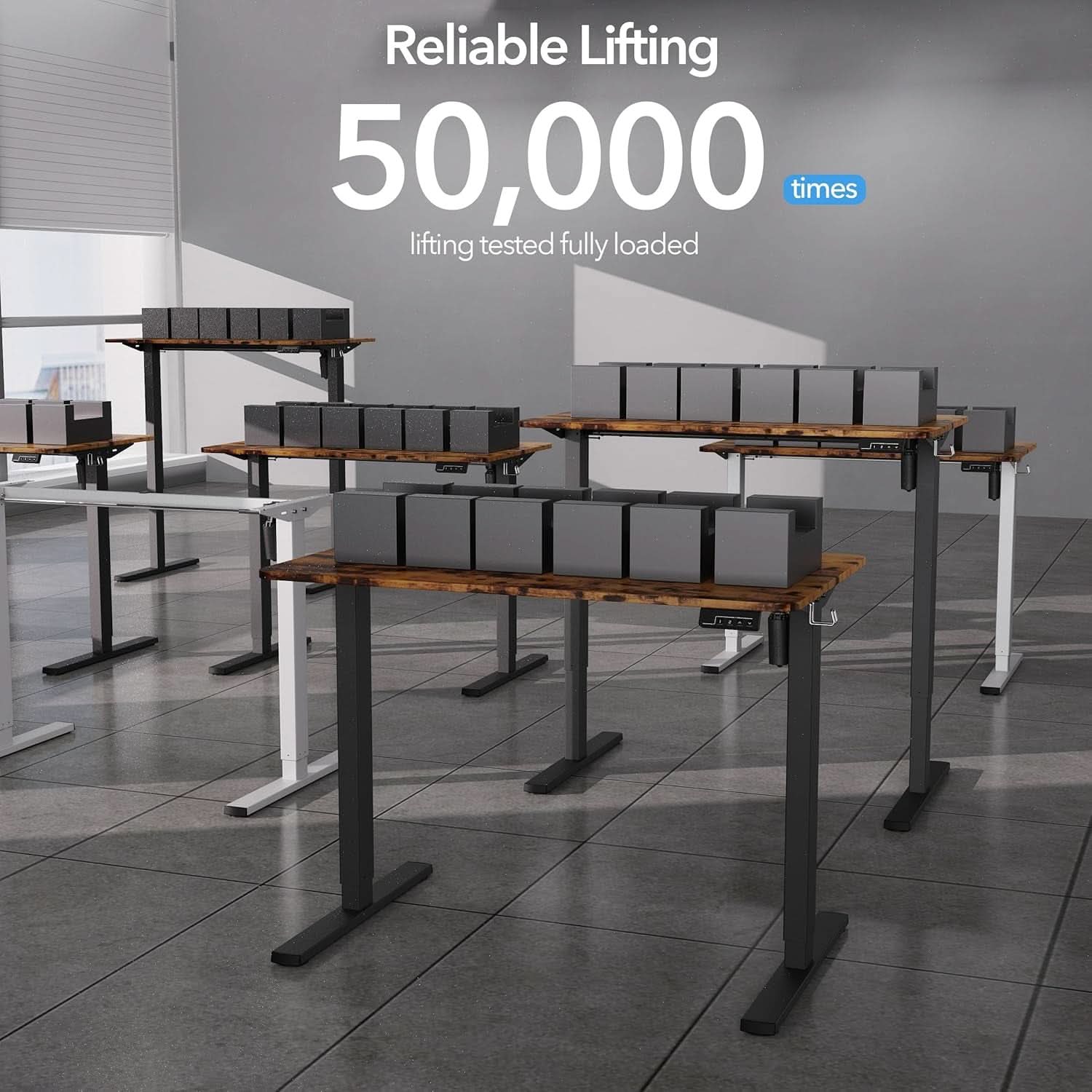 Electric Standing Desk 40x24 Adjustable Height Rustic Brown