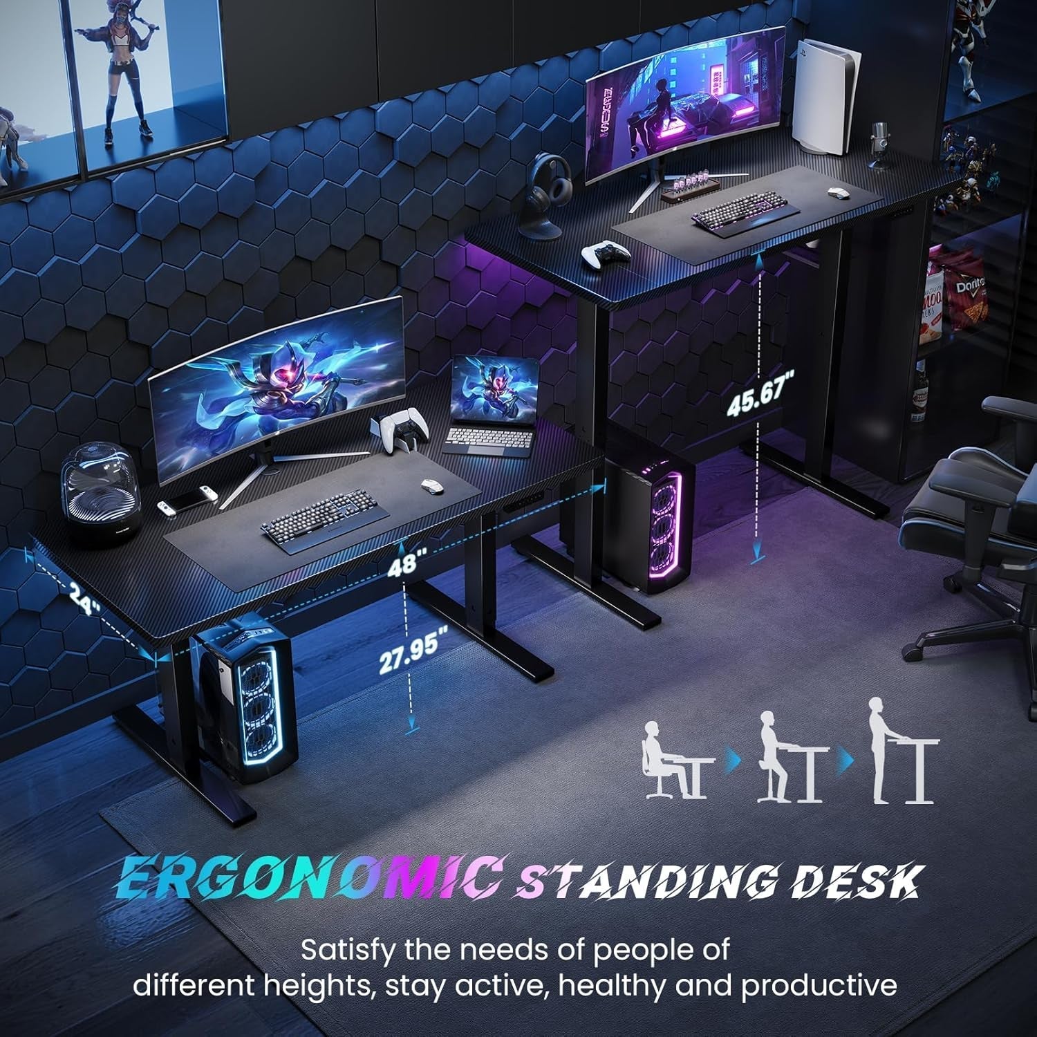 Electric Standing Desk 48 X 24 Inch With 3 Memory Presets