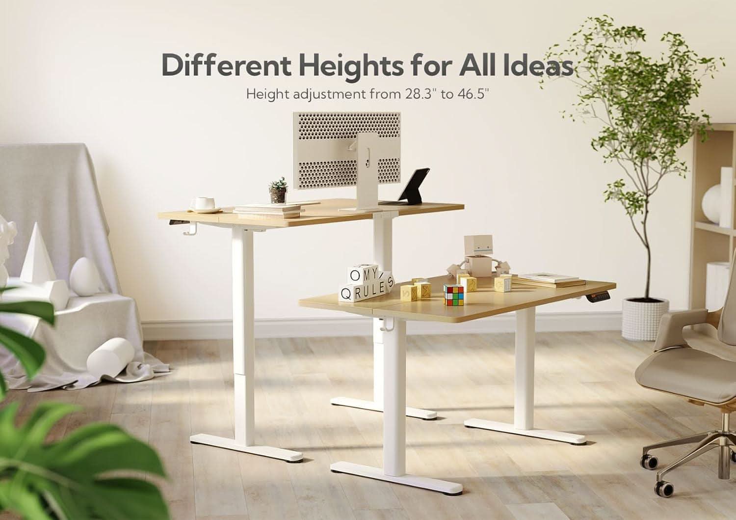 Electric Standing Desk 48X24 Inches White Height Adjustable