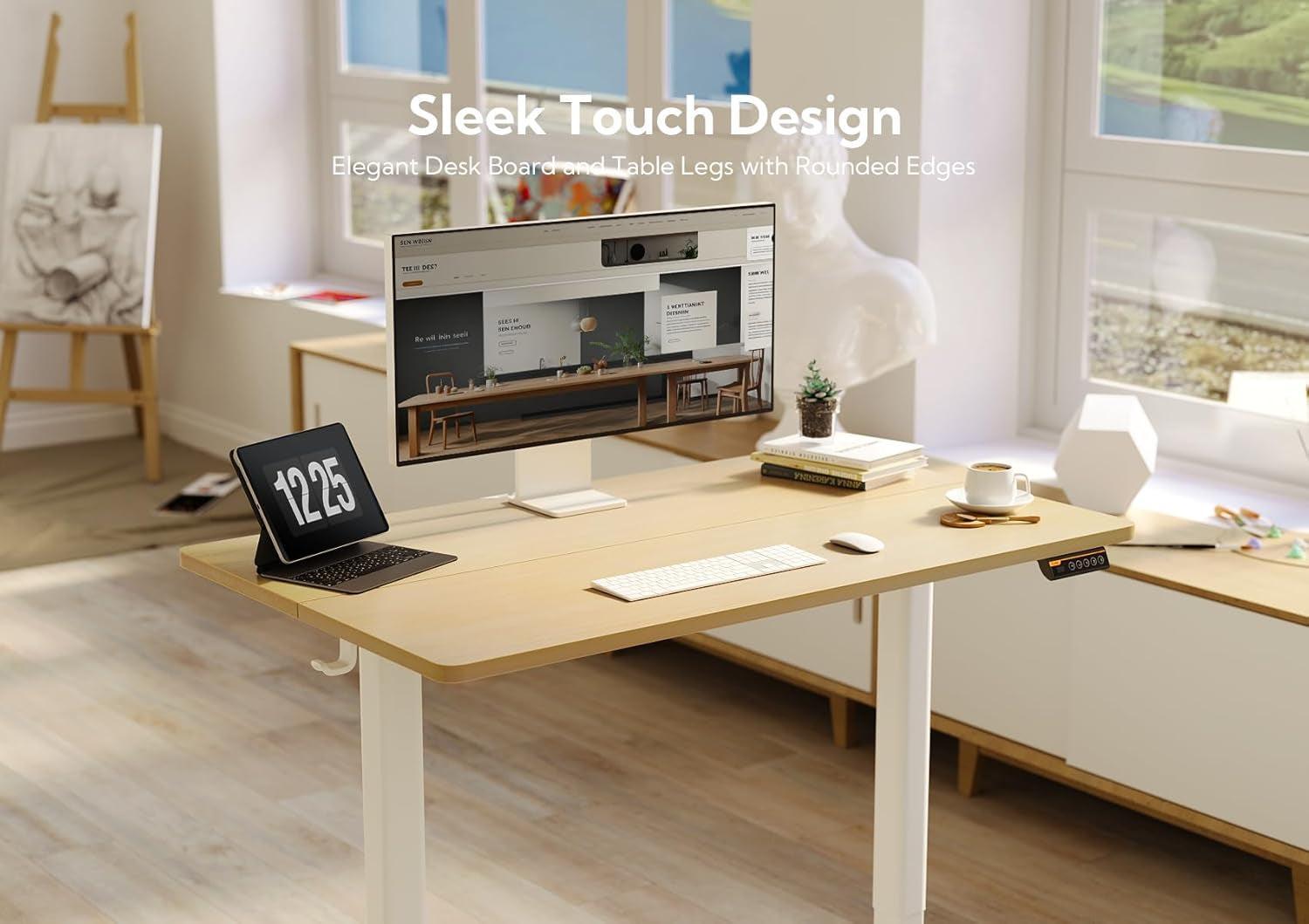 Electric Standing Desk 48X24 Inches White Height Adjustable