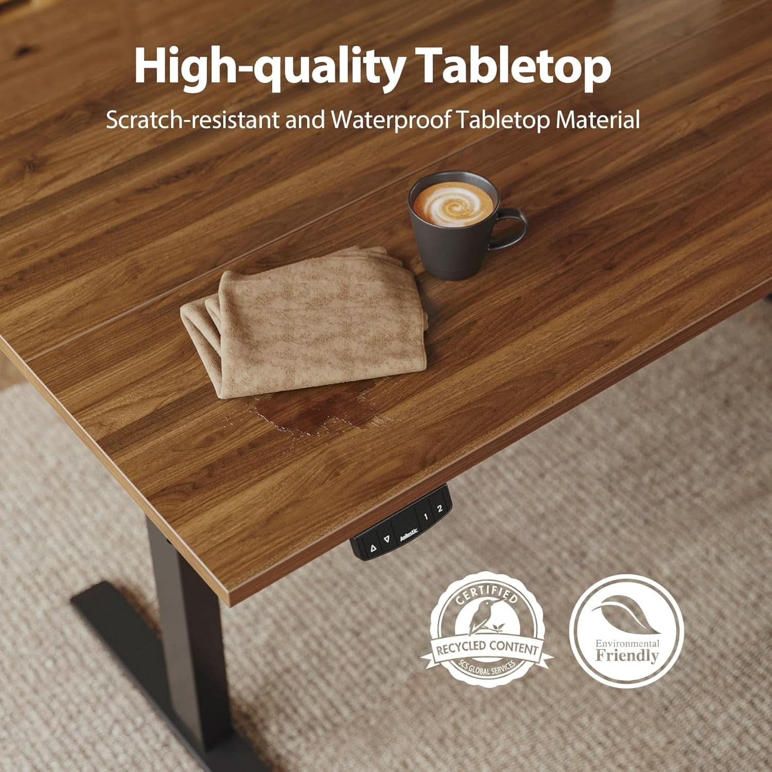 Electric Standing Desk 48x24 Height Adjustable Dark Walnut