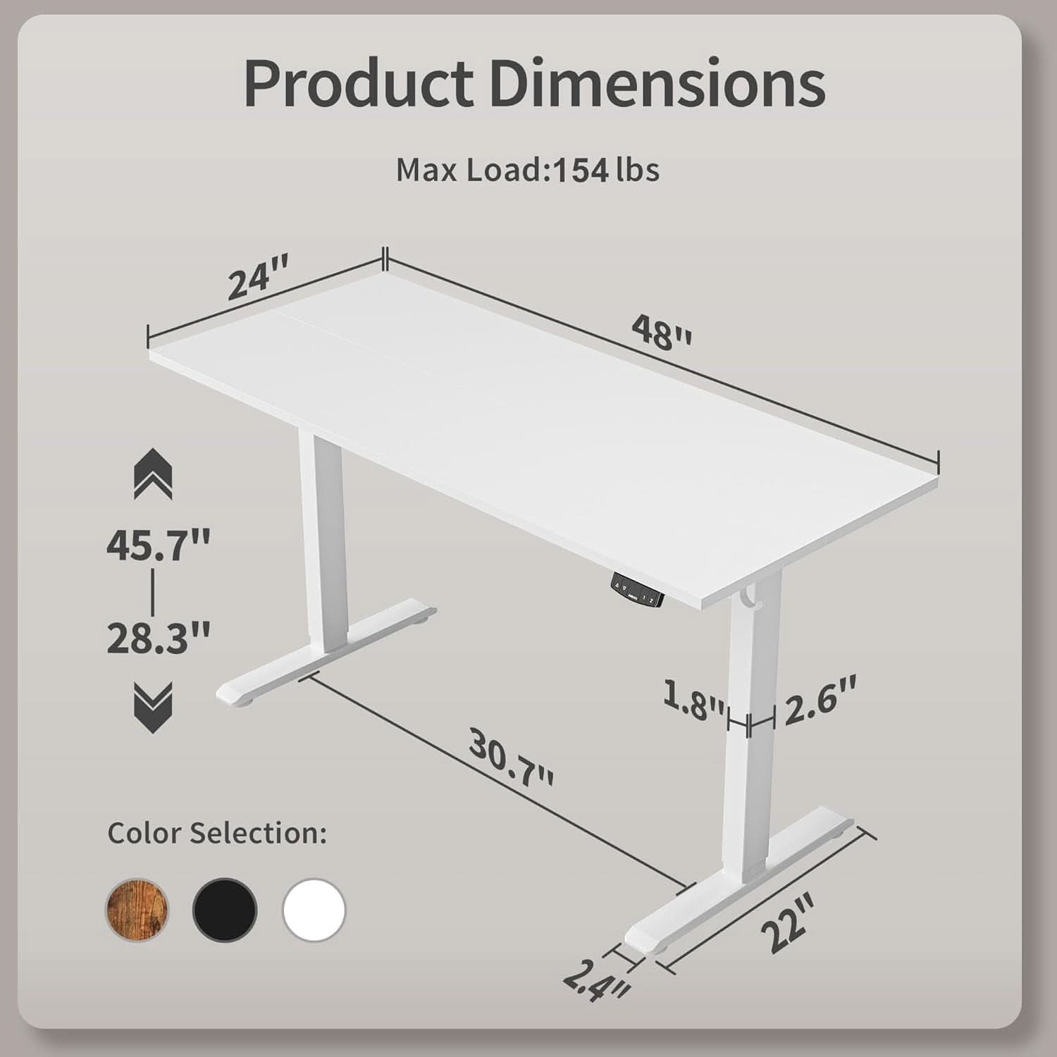 Electric Standing Desk 48x24 Height Adjustable Unit