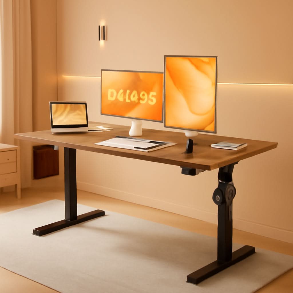 Electric Standing Desk 48x24 Height Adjustable With Memory Presets Rustic Brown