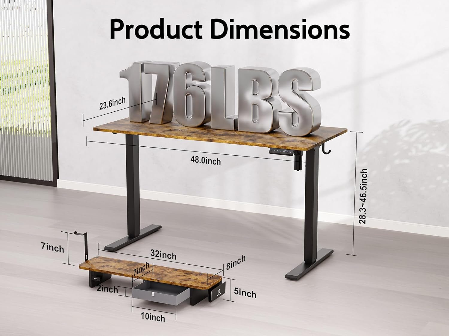 Electric Standing Desk 48x24 Inch Ergonomic Adjustable