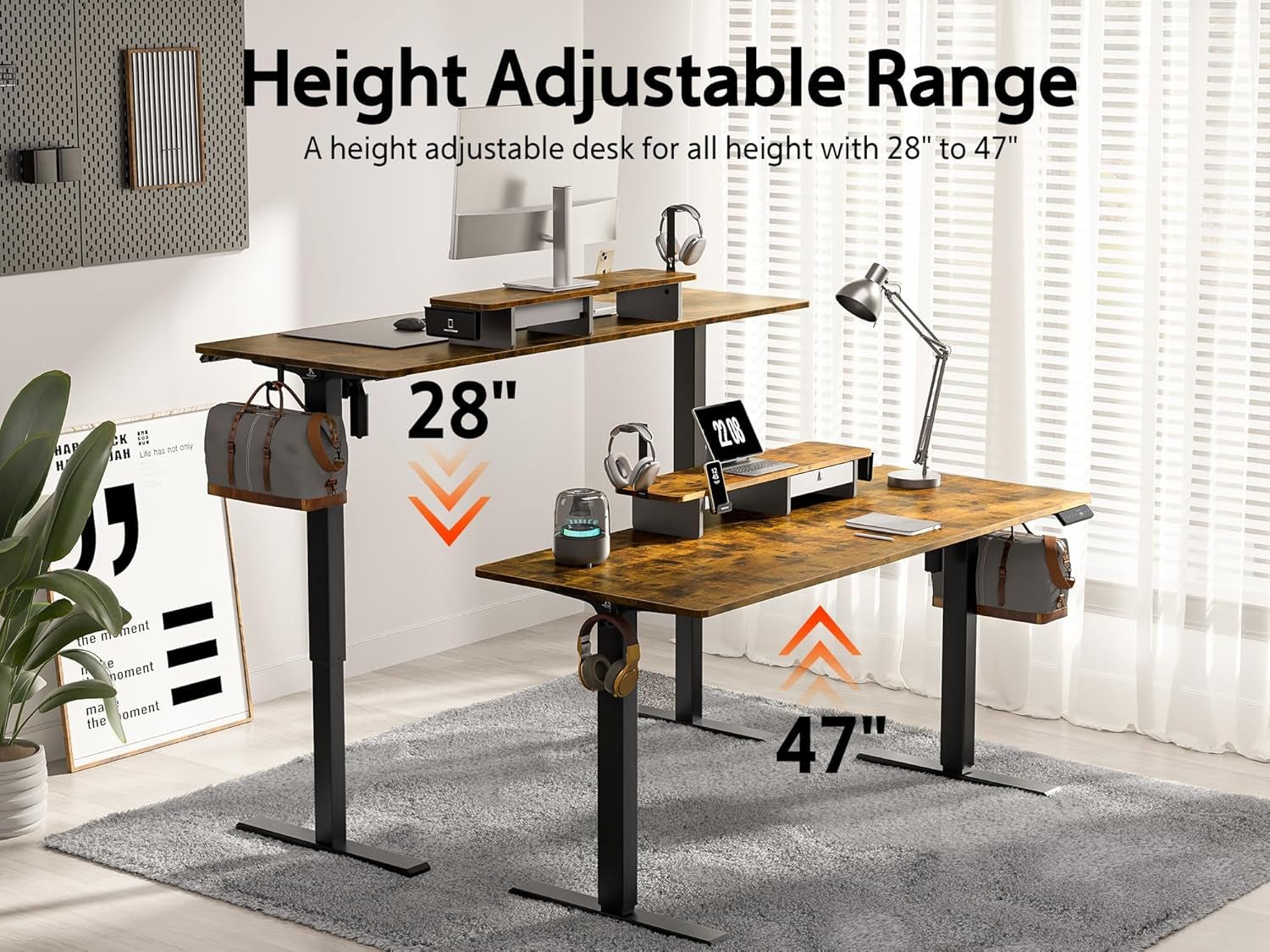 Electric Standing Desk 48x24 Inch Ergonomic Adjustable