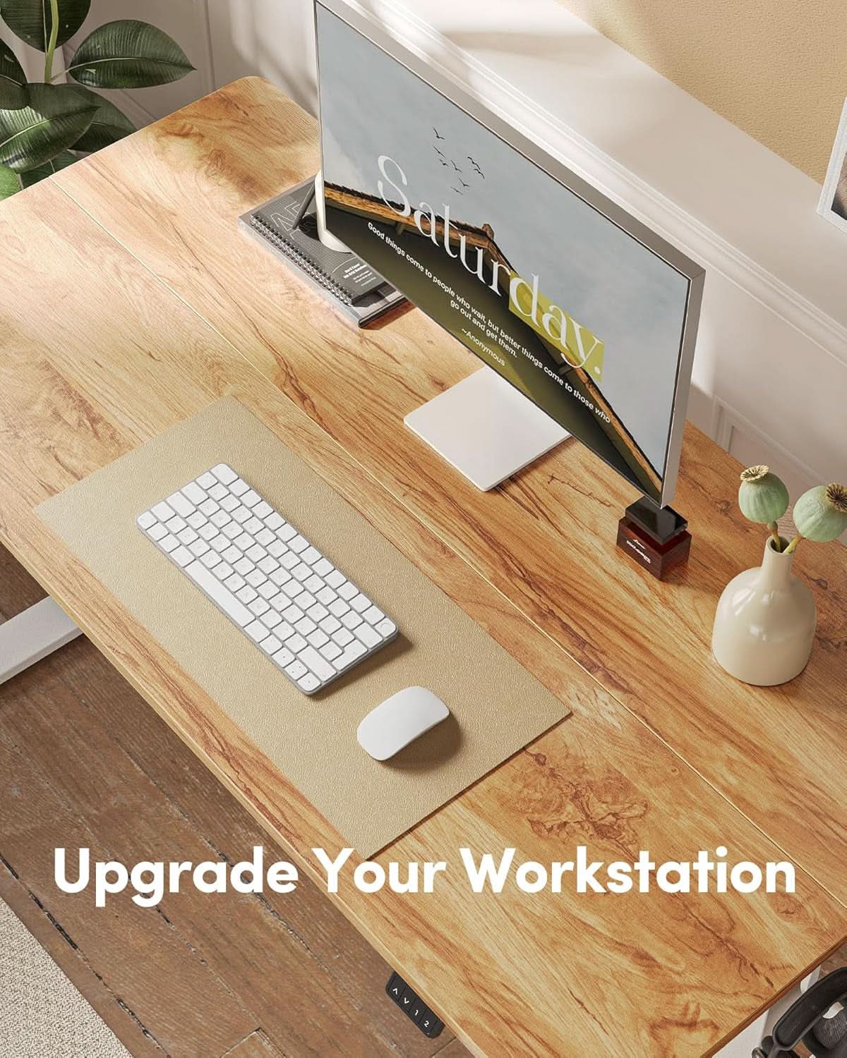Electric Standing Desk 55x24 Height Adjustable Light Brown