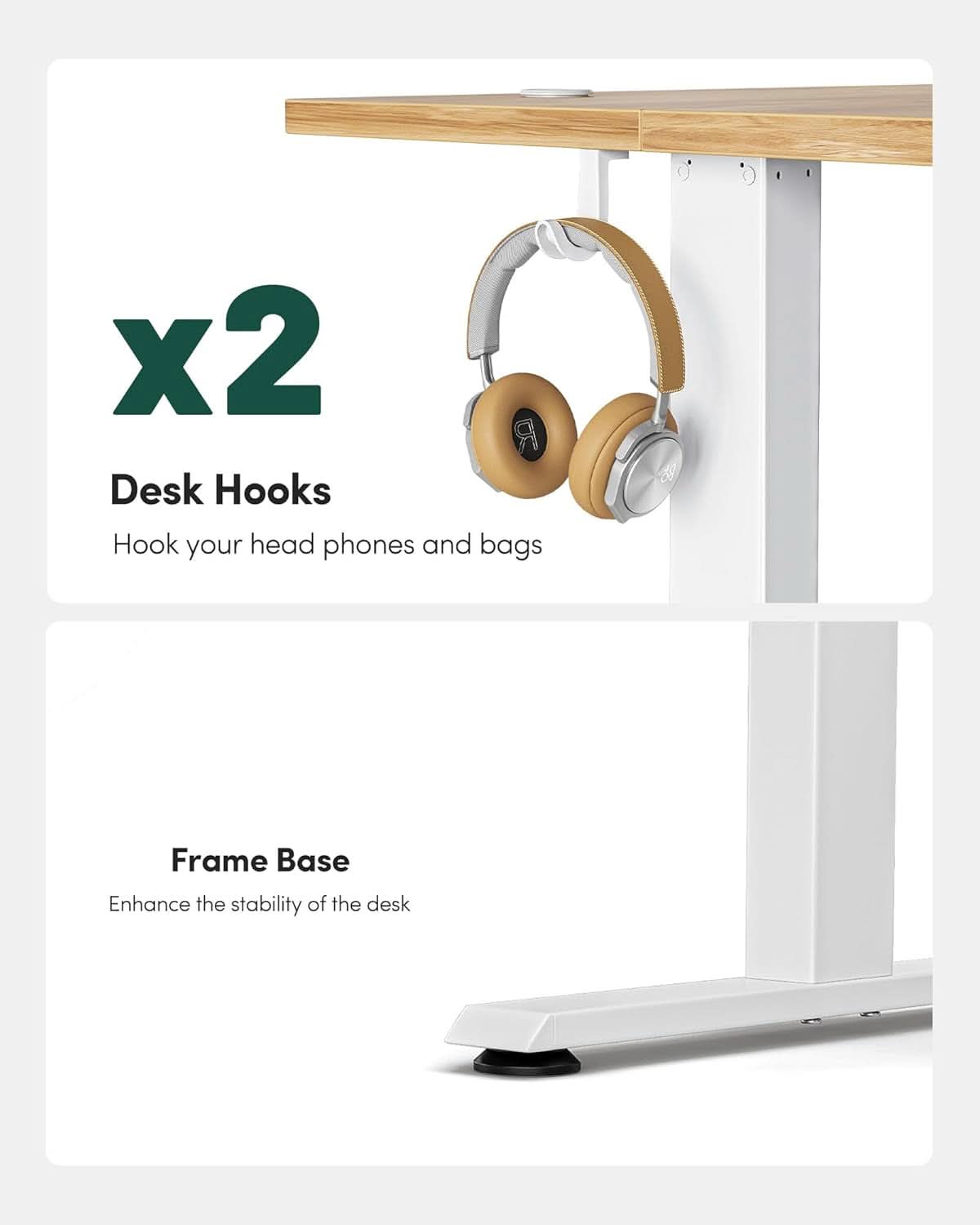 Electric Standing Desk 55x24 Height Adjustable Light Brown