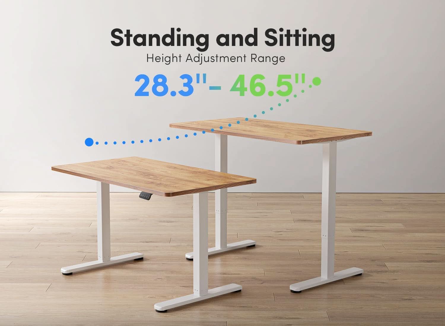 Electric Standing Desk 55x24 Height Adjustable Light Brown
