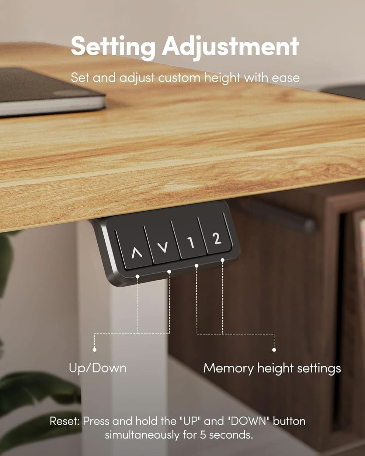Electric Standing Desk 55x24 Height Adjustable Light Brown