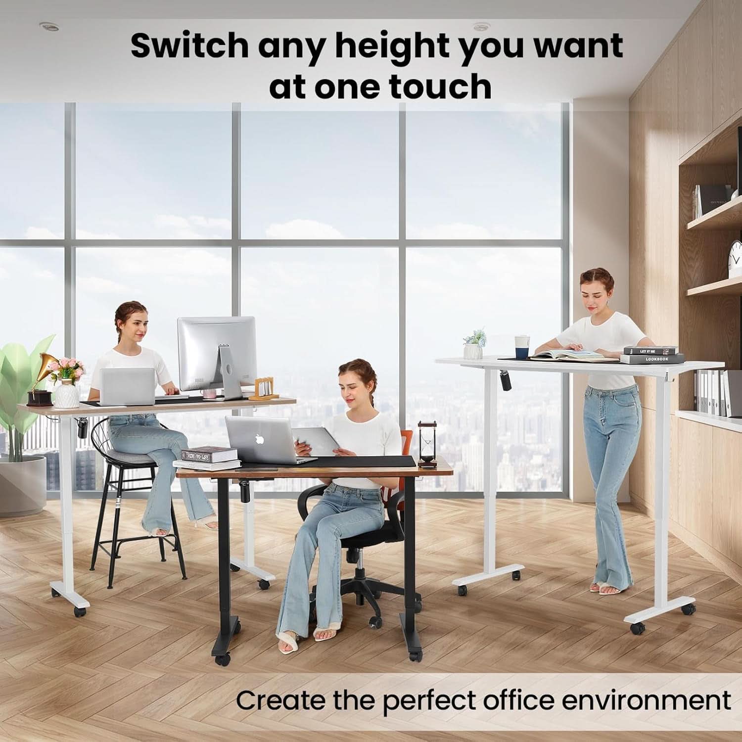 Electric Standing Desk 55x24 Inches Brown Height Adjustable