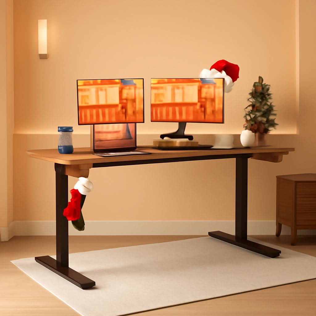 Electric Standing Desk 55x24 Inches Brown Height Adjustable