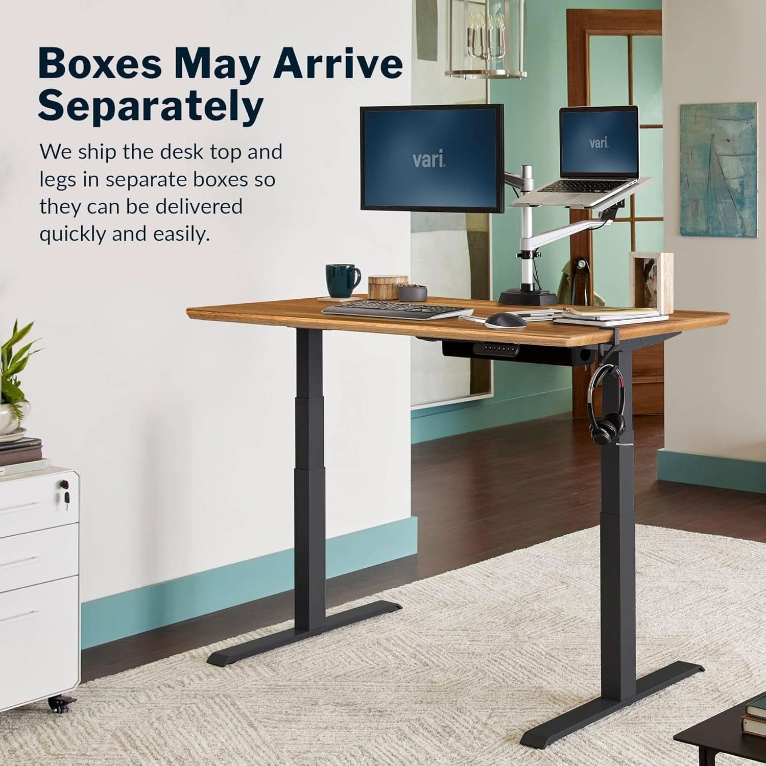 Electric Standing Desk 60 Inch With Butcher Block Top