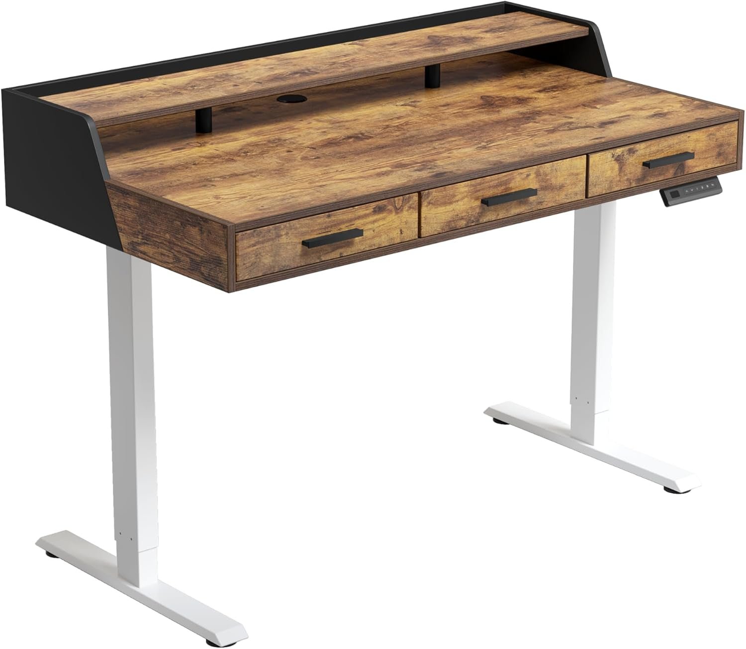 Electric Standing Desk With Drawers Adjustable Height Feature