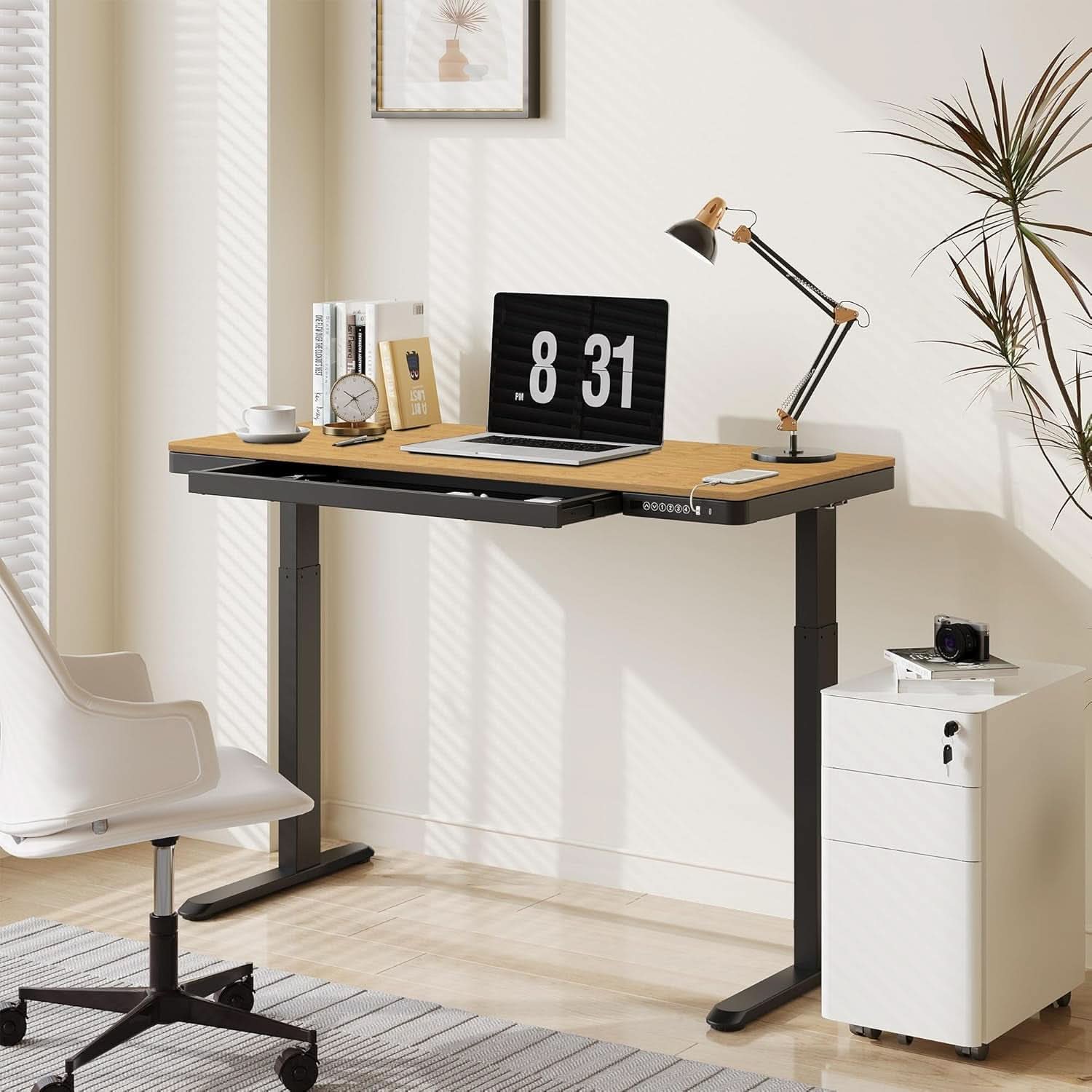 Electric Standing Desk With USB Ports And Adjustable Height