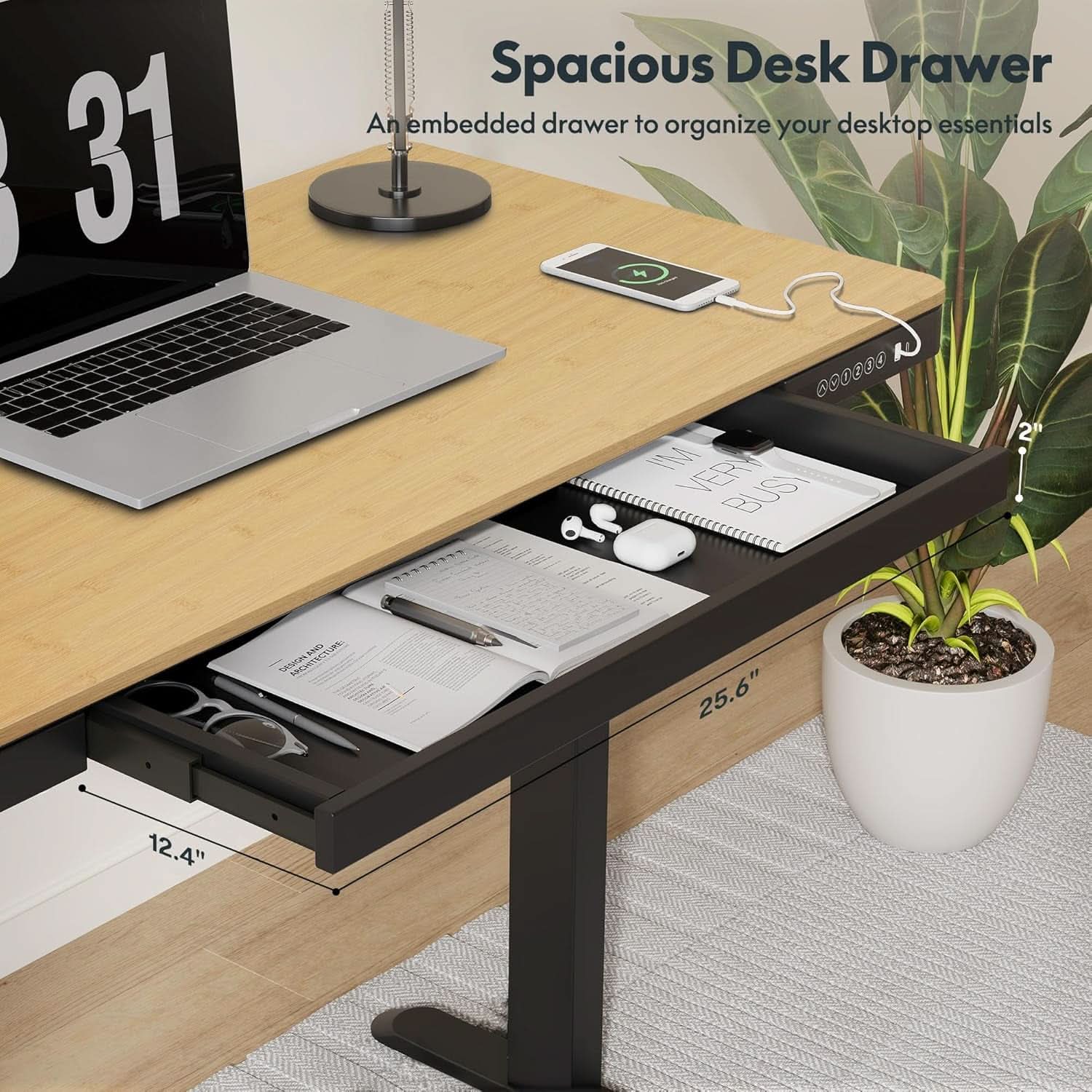 Electric Standing Desk With USB Ports And Adjustable Height