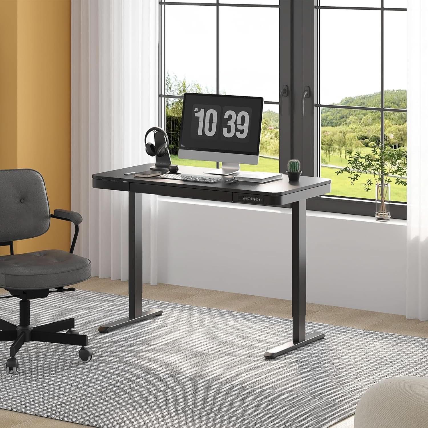 Electric Standing Desk With USB Ports And Drawer Storage