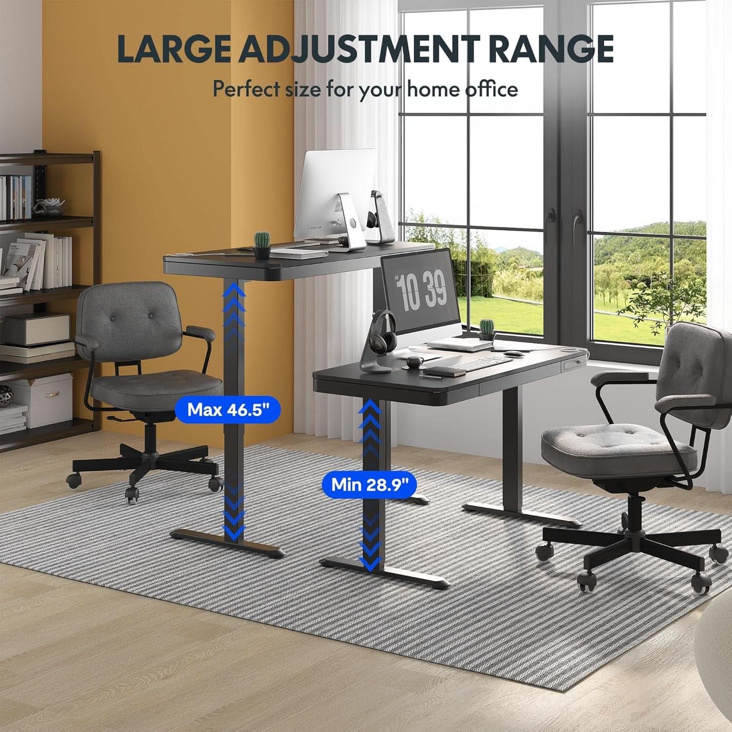 Electric Standing Desk With USB Ports And Drawer Storage