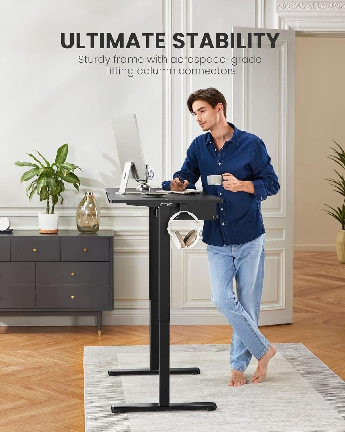 Electric Standing Desk with Adjustable Height and Tray