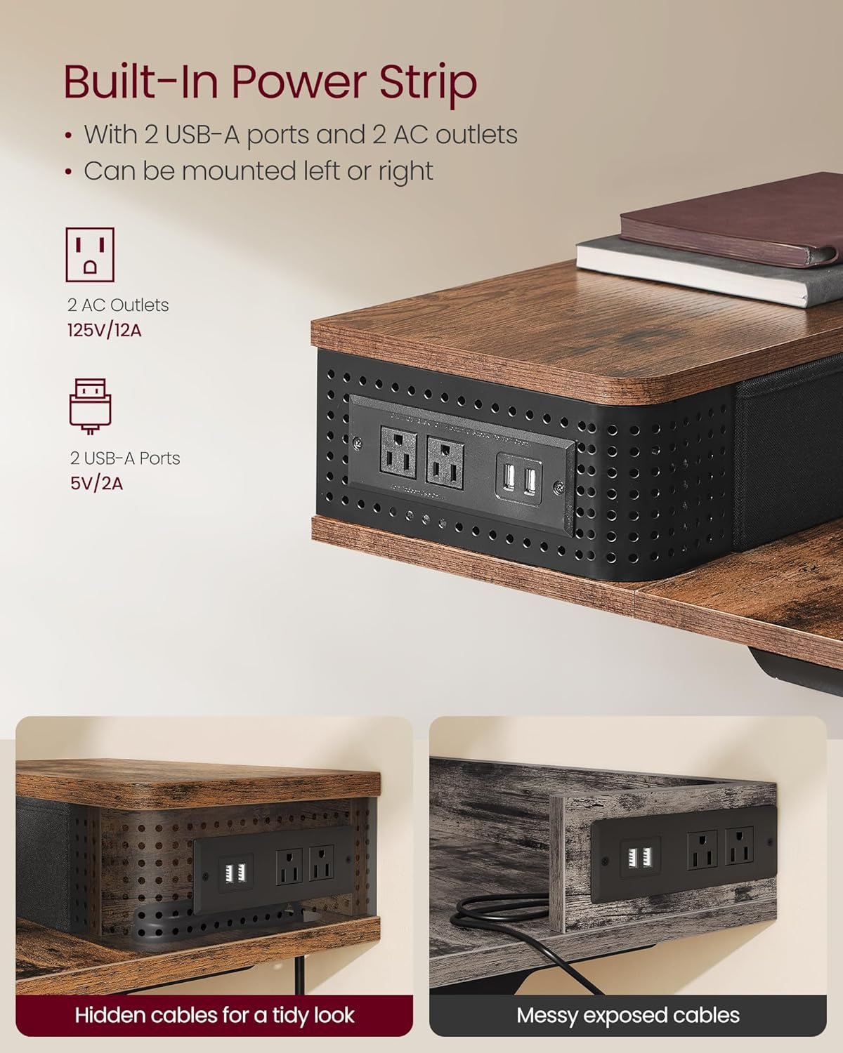 Electric Standing Desk with Drawers and LED Lights