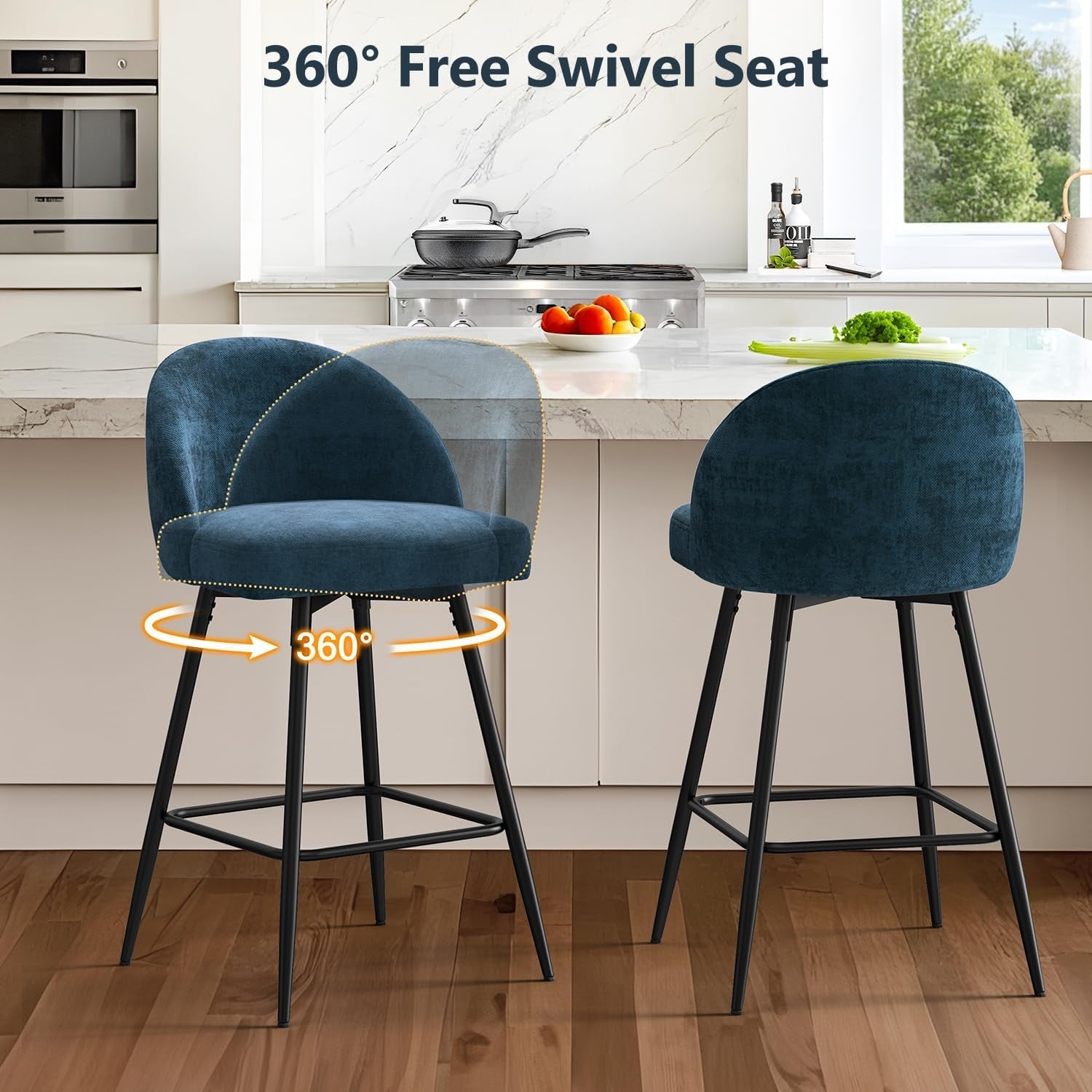 Elegant 360 Degree Swivel Bar Stools Set of Four