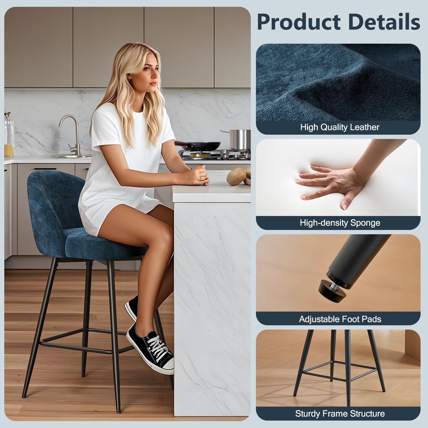 Elegant 360 Degree Swivel Bar Stools Set of Four