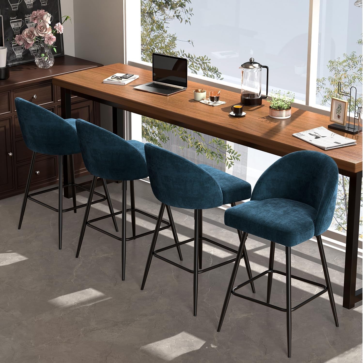 Elegant 360 Degree Swivel Bar Stools Set of Four