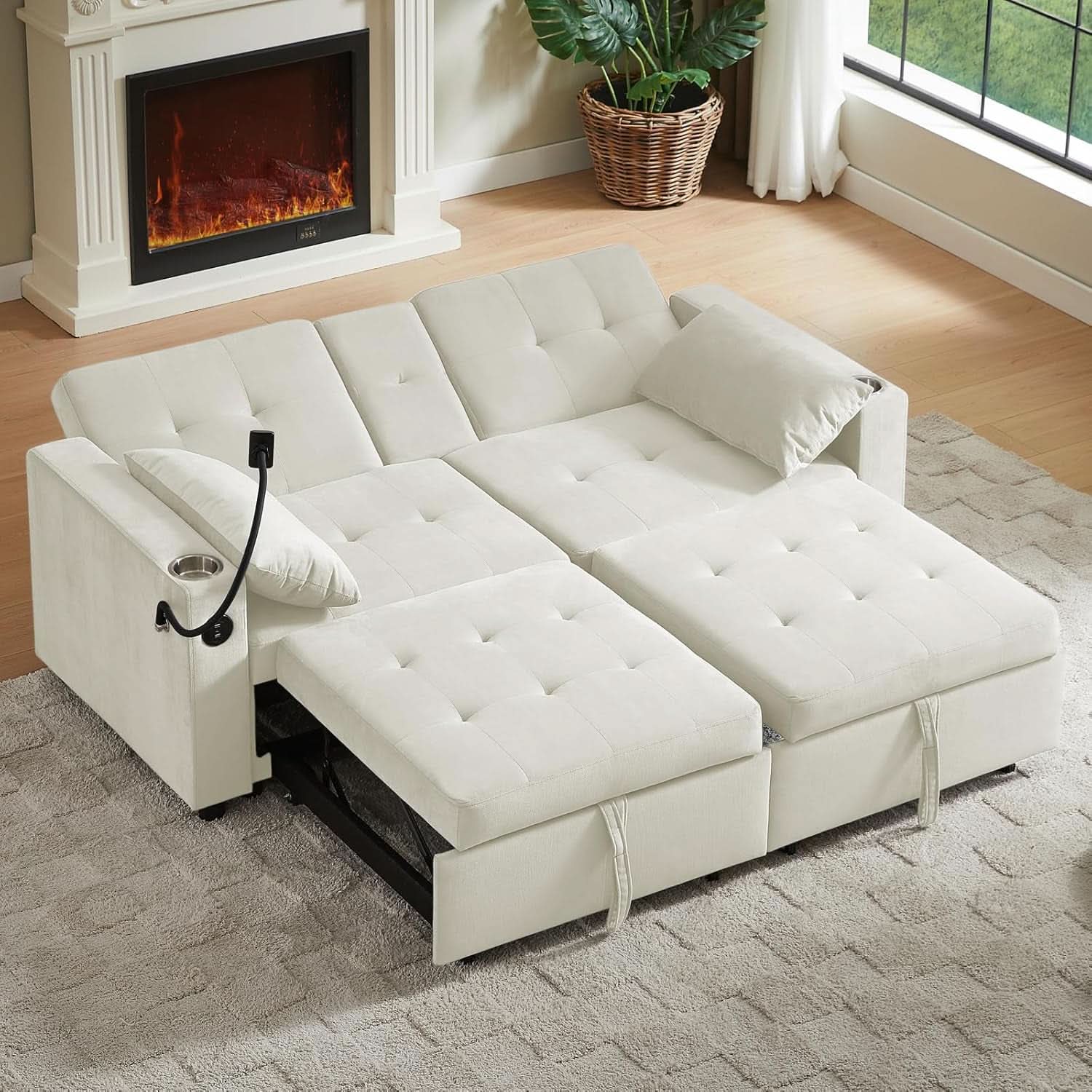Elegant 70 Inch Queen Size Split Sofa Bed