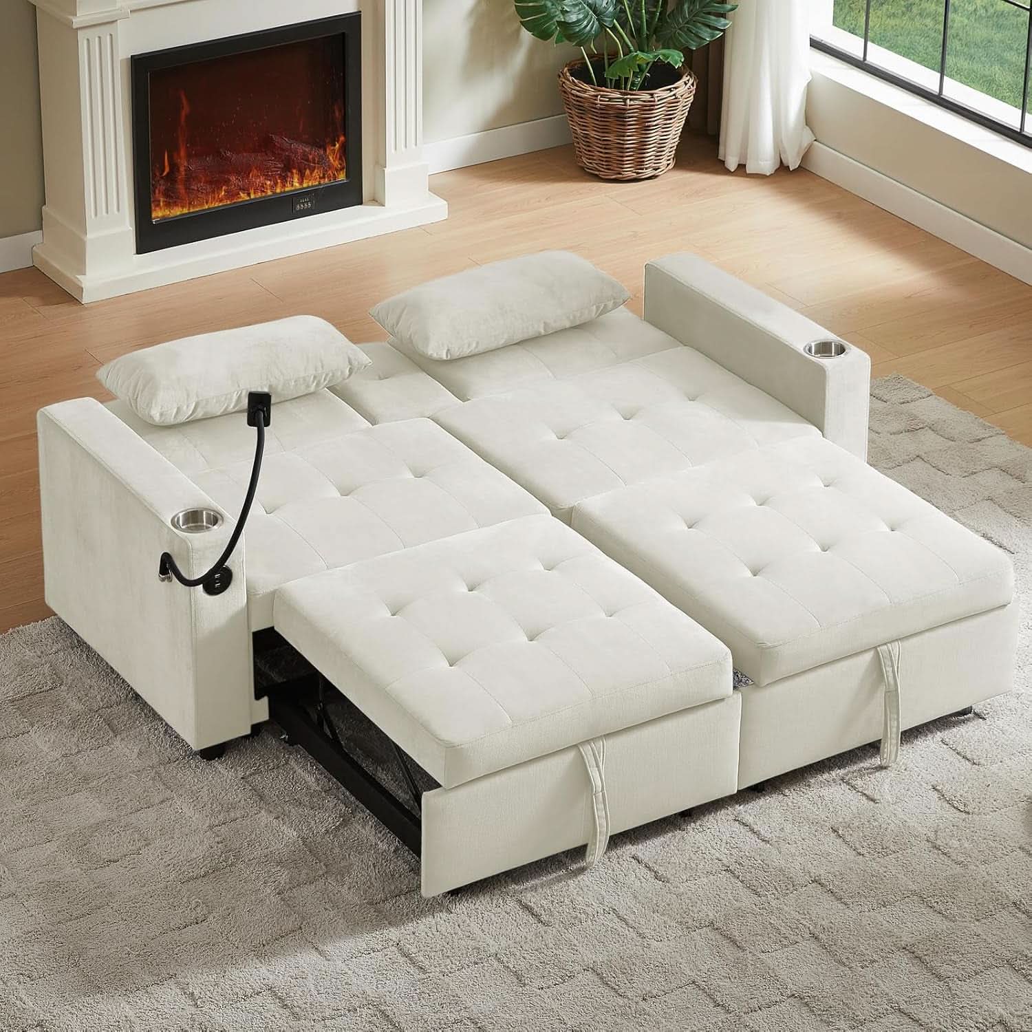 Elegant 70 Inch Queen Size Split Sofa Bed