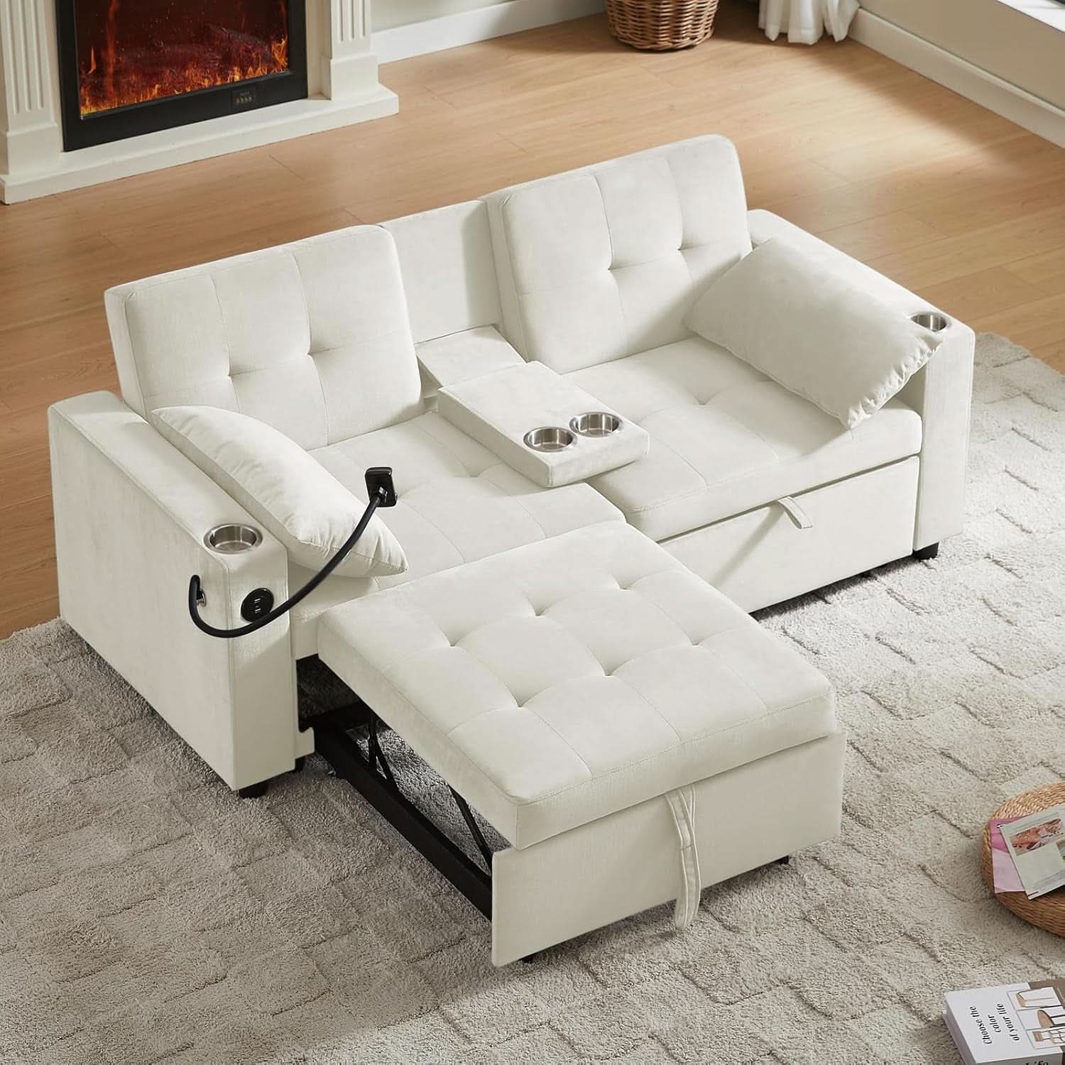 Elegant 70 Inch Queen Size Split Sofa Bed