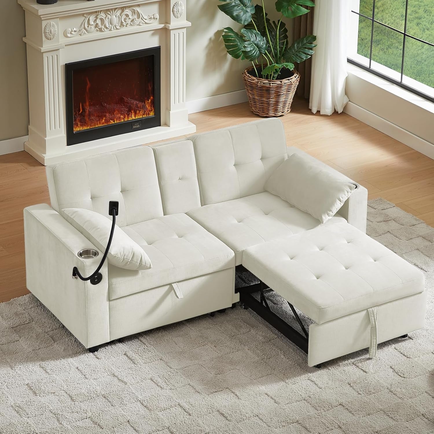 Elegant 70 Inch Queen Size Split Sofa Bed