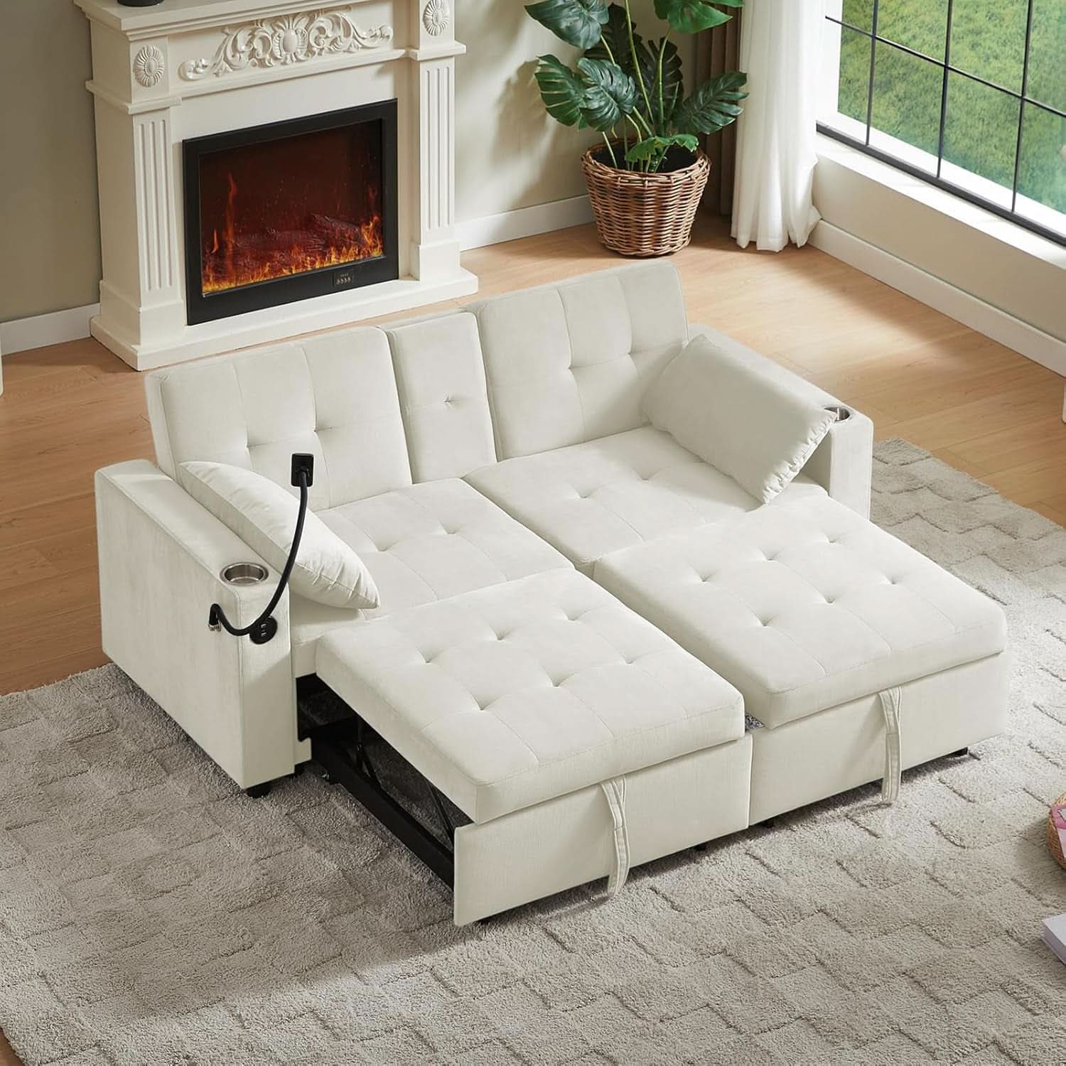 Elegant 70 Inch Queen Size Split Sofa Bed