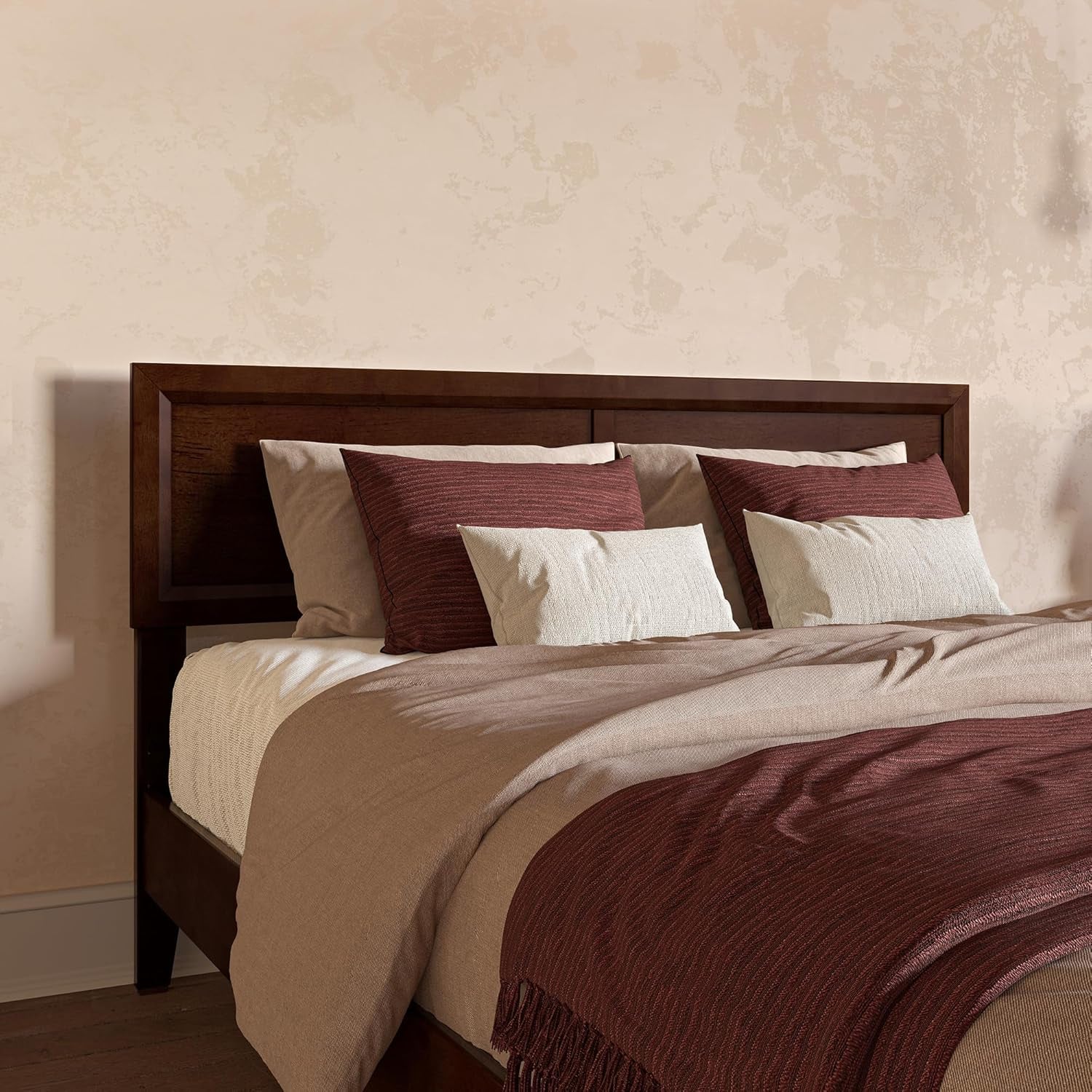 Elegant Adjustable Solid Wood Queen Headboard in Walnut