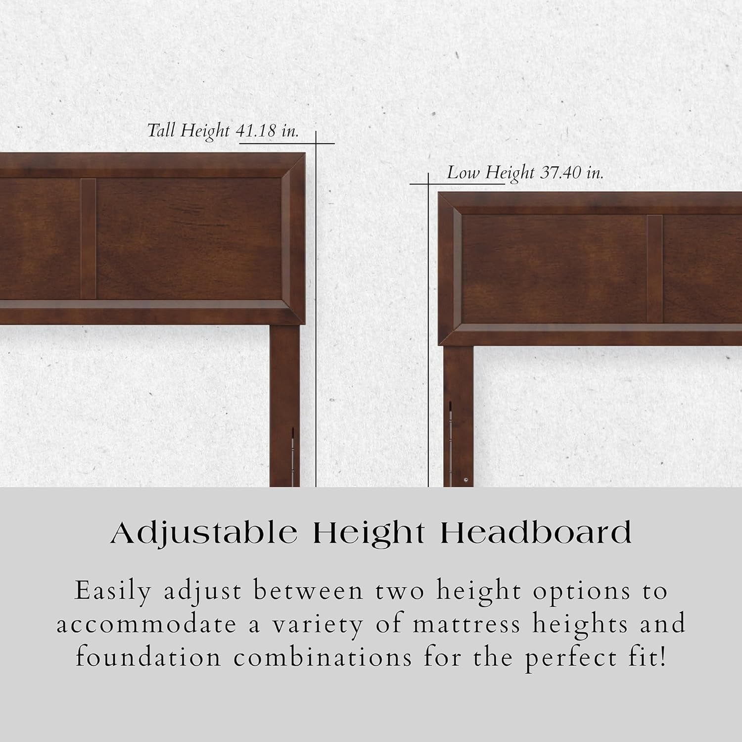 Elegant Adjustable Solid Wood Queen Headboard in Walnut