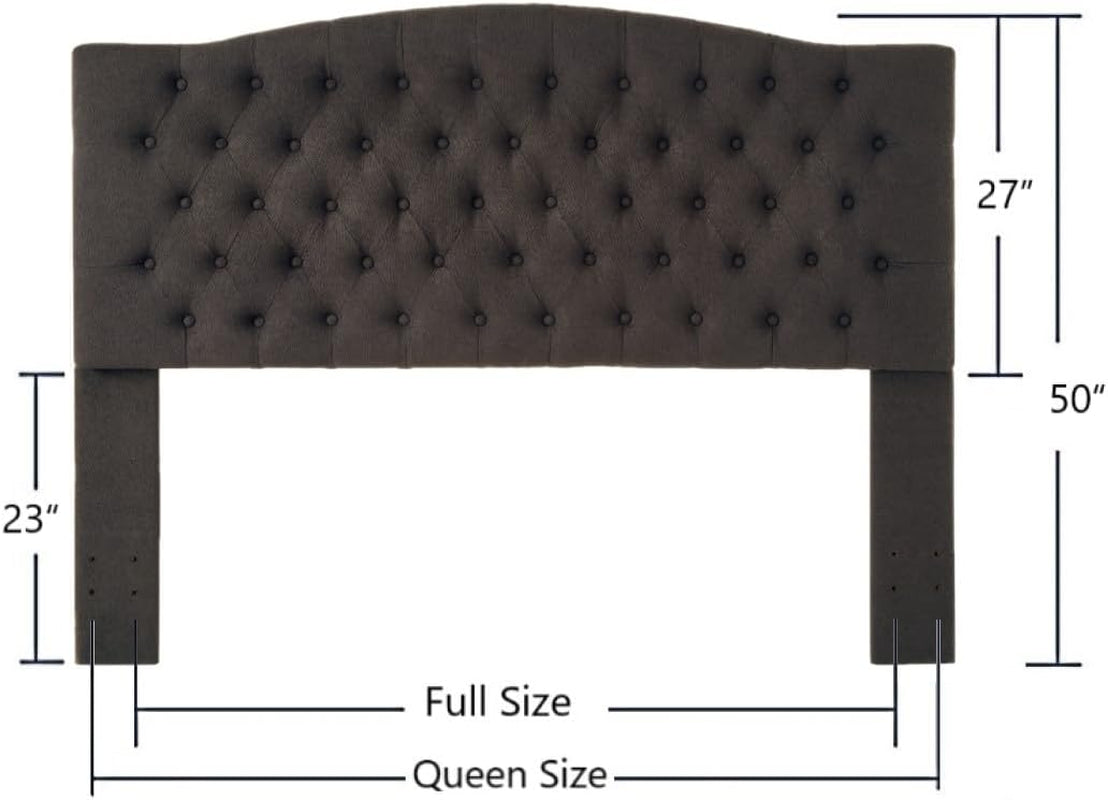 Elegant Boucle Upholstered Tufted Queen Headboard Dark Gray