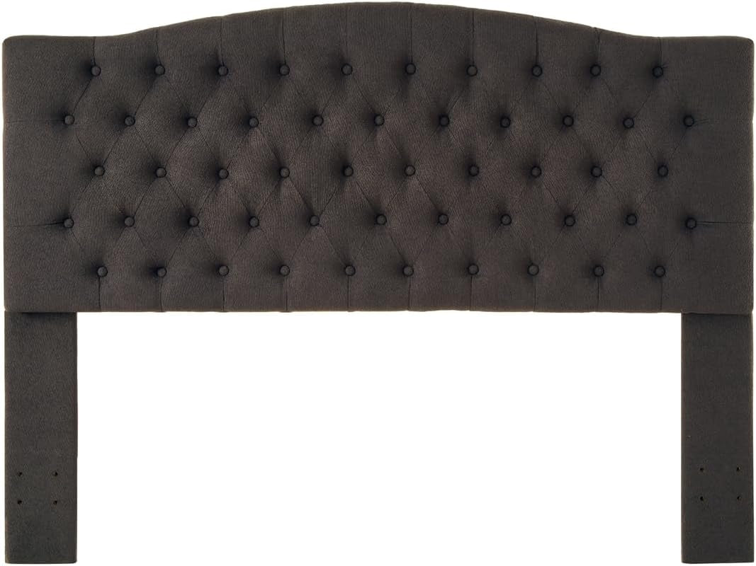 Elegant Boucle Upholstered Tufted Queen Headboard Dark Gray