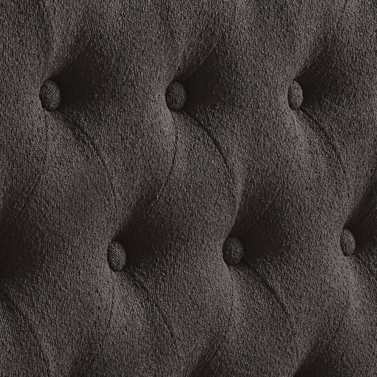 Elegant Boucle Upholstered Tufted Queen Headboard Dark Gray