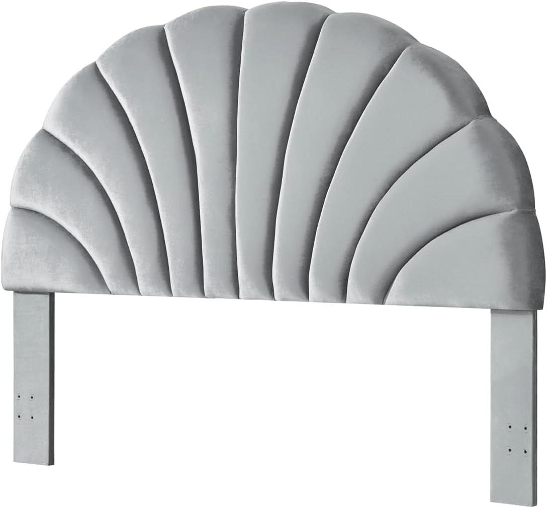Elegant Crown Design Soft Velvet King Headboard Gray
