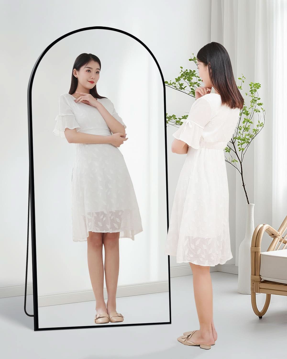 Elegant Full Length Mirror 71x32 Black Frame For Bedroom