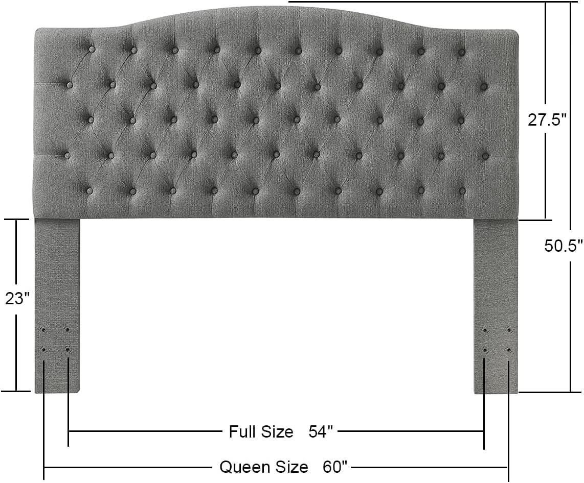 Elegant Linen Tufted Button Queen Headboard for Comfort