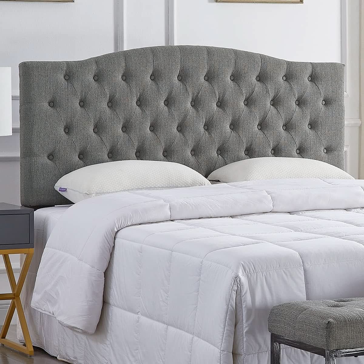 Elegant Linen Tufted Button Queen Headboard for Comfort