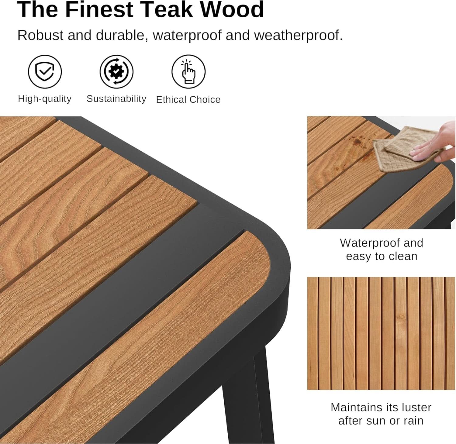Elegant Outdoor Dining Set with Teak Wood and Aluminum