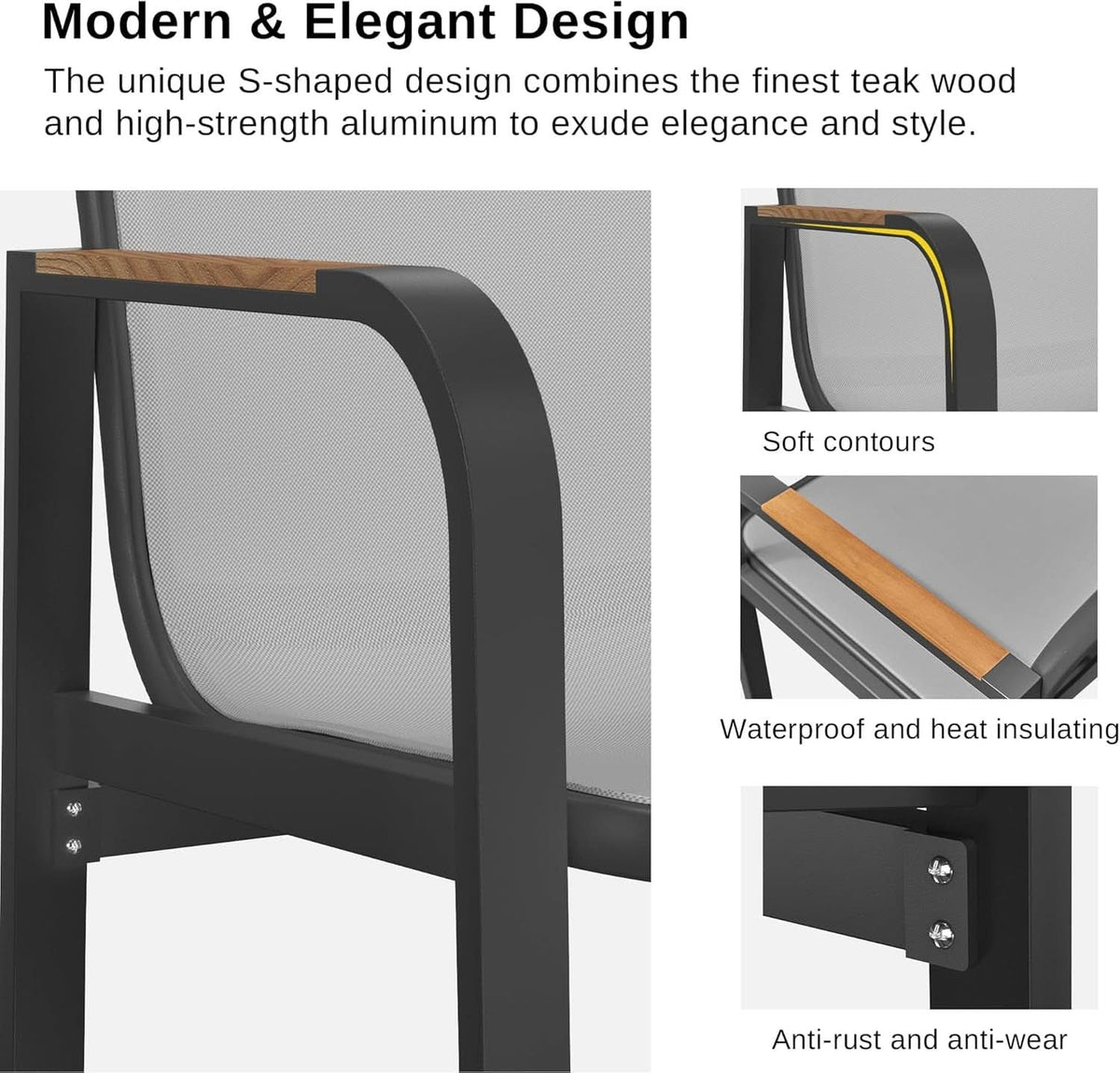 Elegant Outdoor Dining Set with Teak Wood and Aluminum