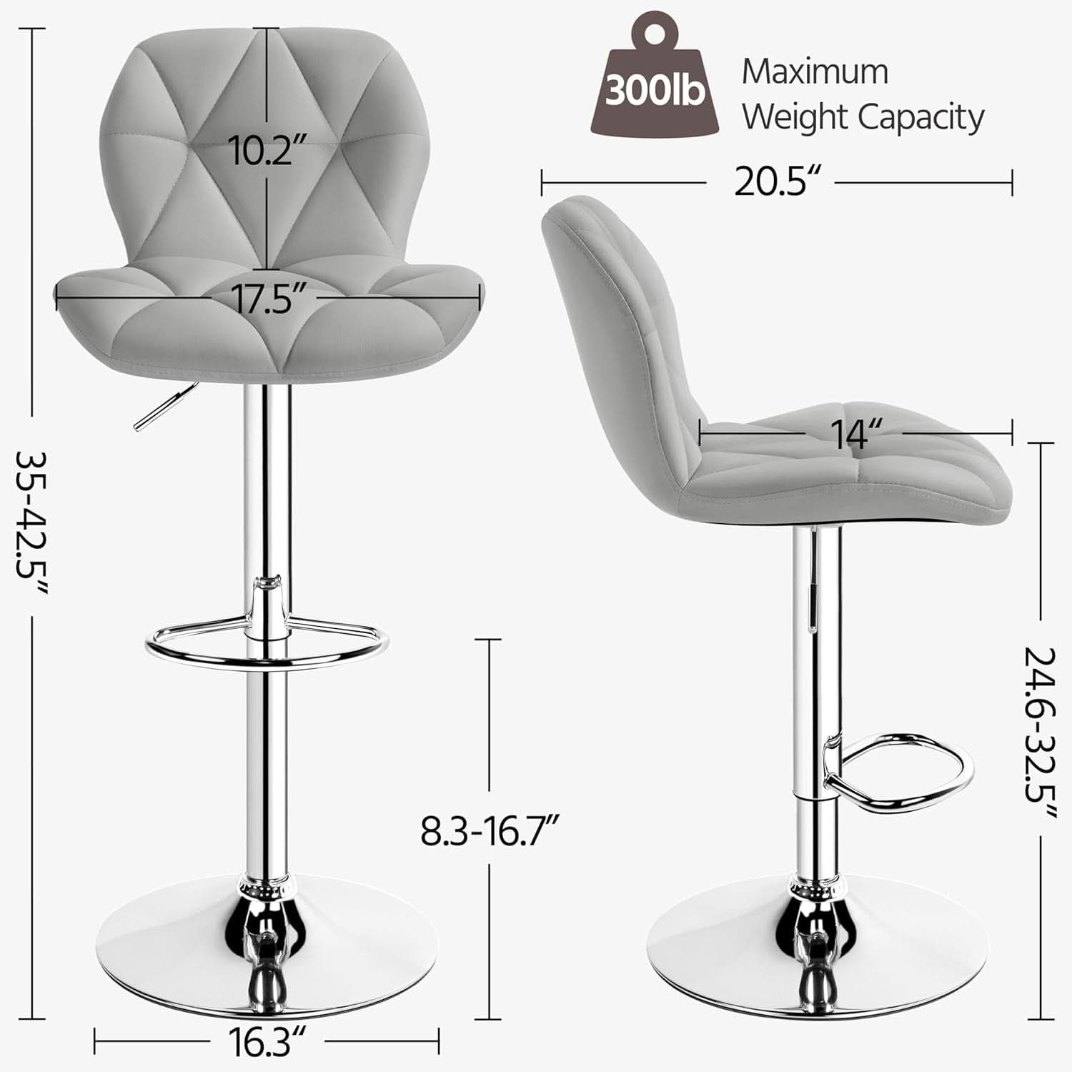 Elegant PU Leather Swivel Bar Stools Set of Four