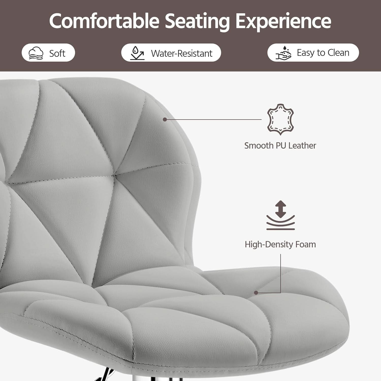 Elegant PU Leather Swivel Bar Stools Set of Four