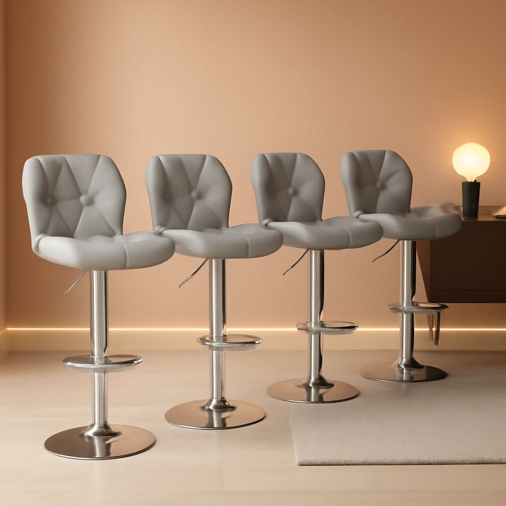 Elegant PU Leather Swivel Bar Stools Set of Four
