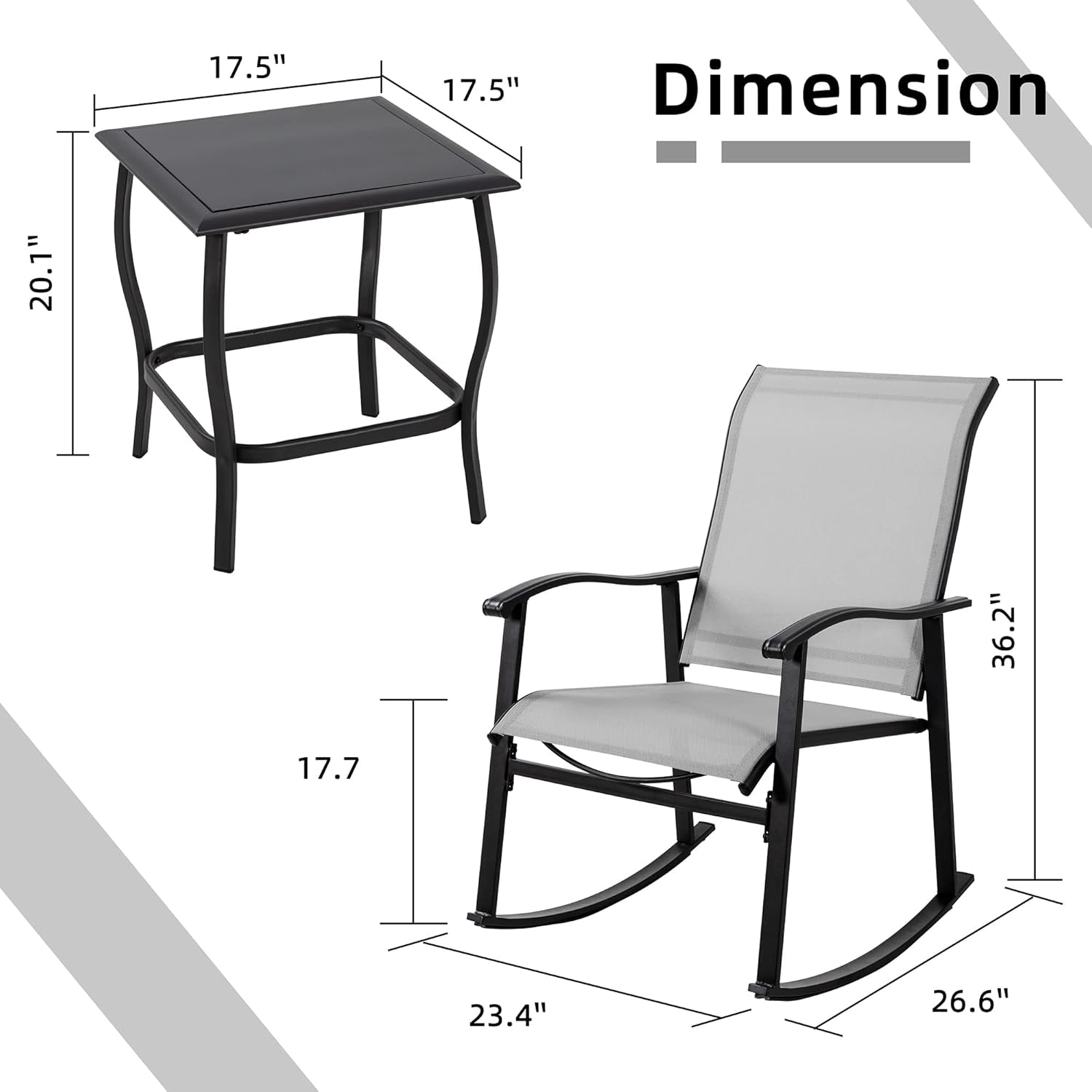 Elegant Three Piece Outdoor Rocking Bistro Furniture Set