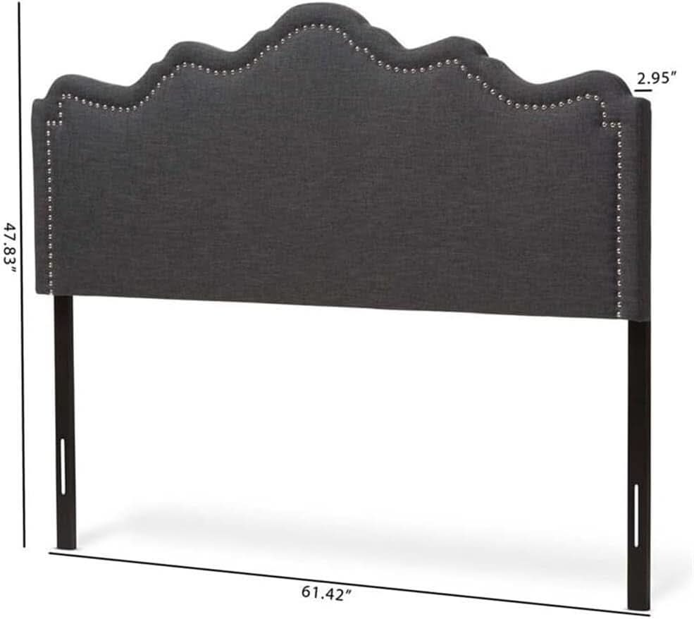 Elegant Upholstered Dark Gray Queen Headboard for Bedrooms
